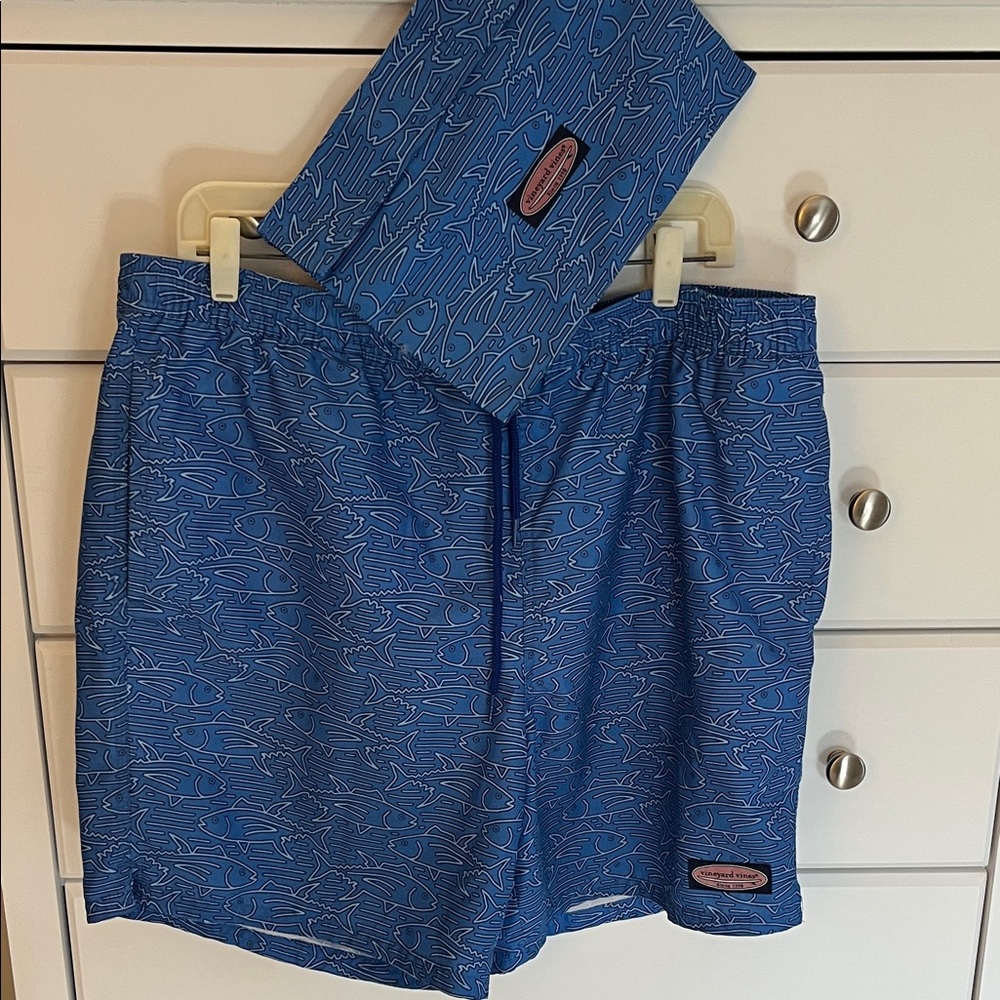 Vineyard Vines Blue Patterned Swim Trunks